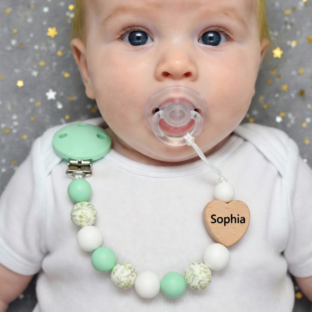 Baby Teethers - Personalized Name Handmade Beech Wood Pacifier