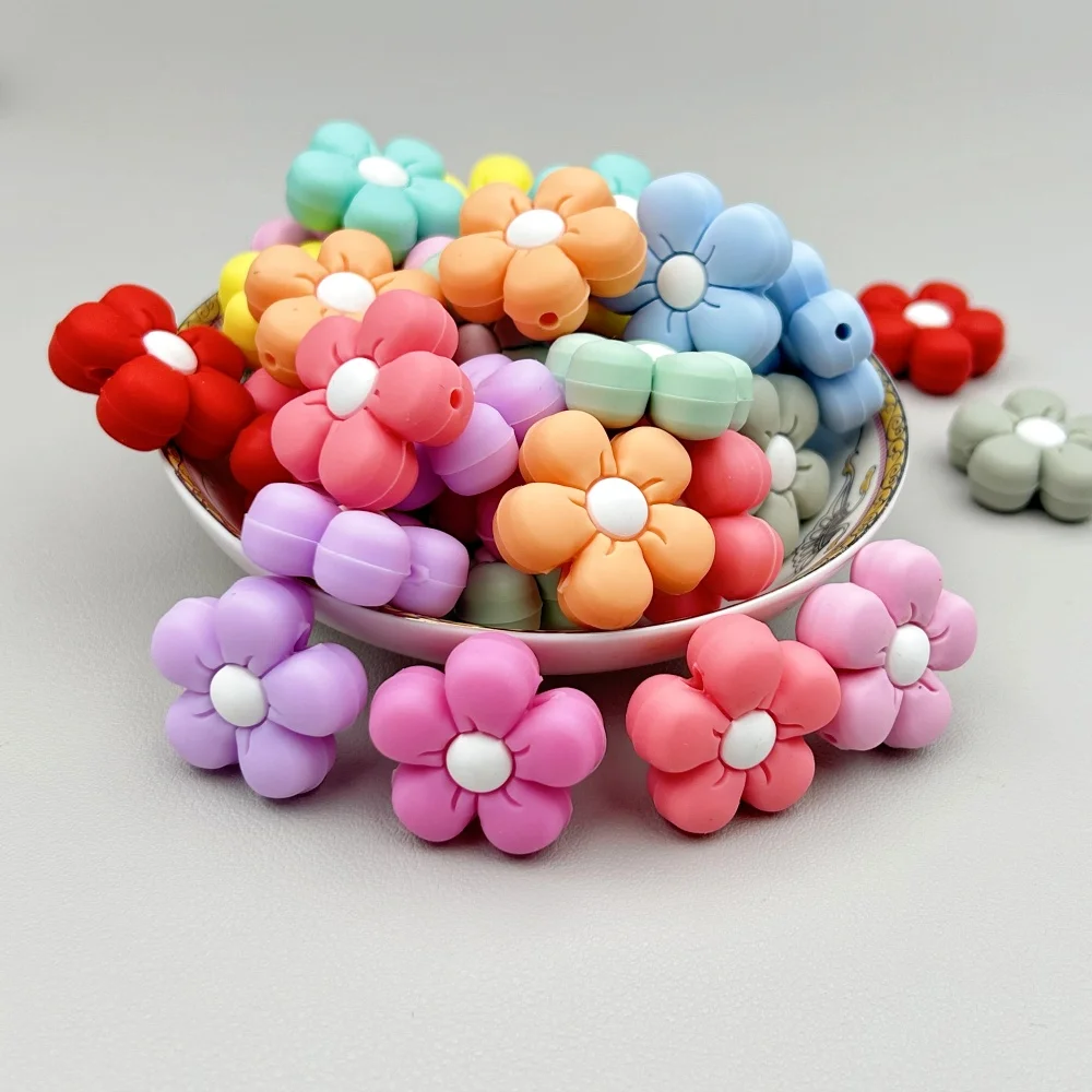 Baby Teethers - 10PC Baby 11 Colors Flowers Beads